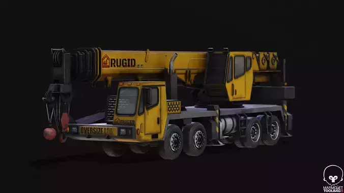 Telescopic Boom Truck Crane - Rigged - Lowpoly Low-poly 3D model