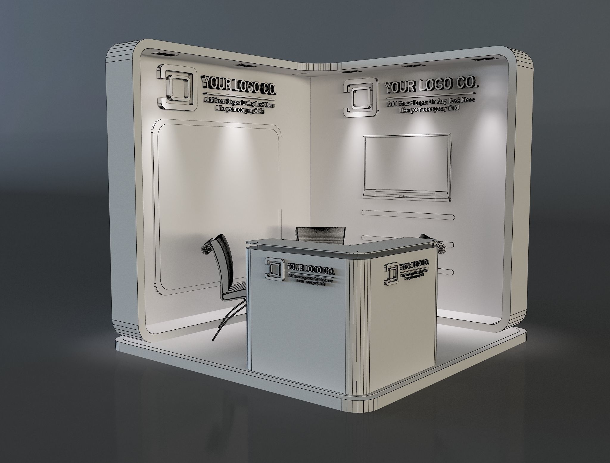 Booth Exhibition Stand a655a 3D model_5