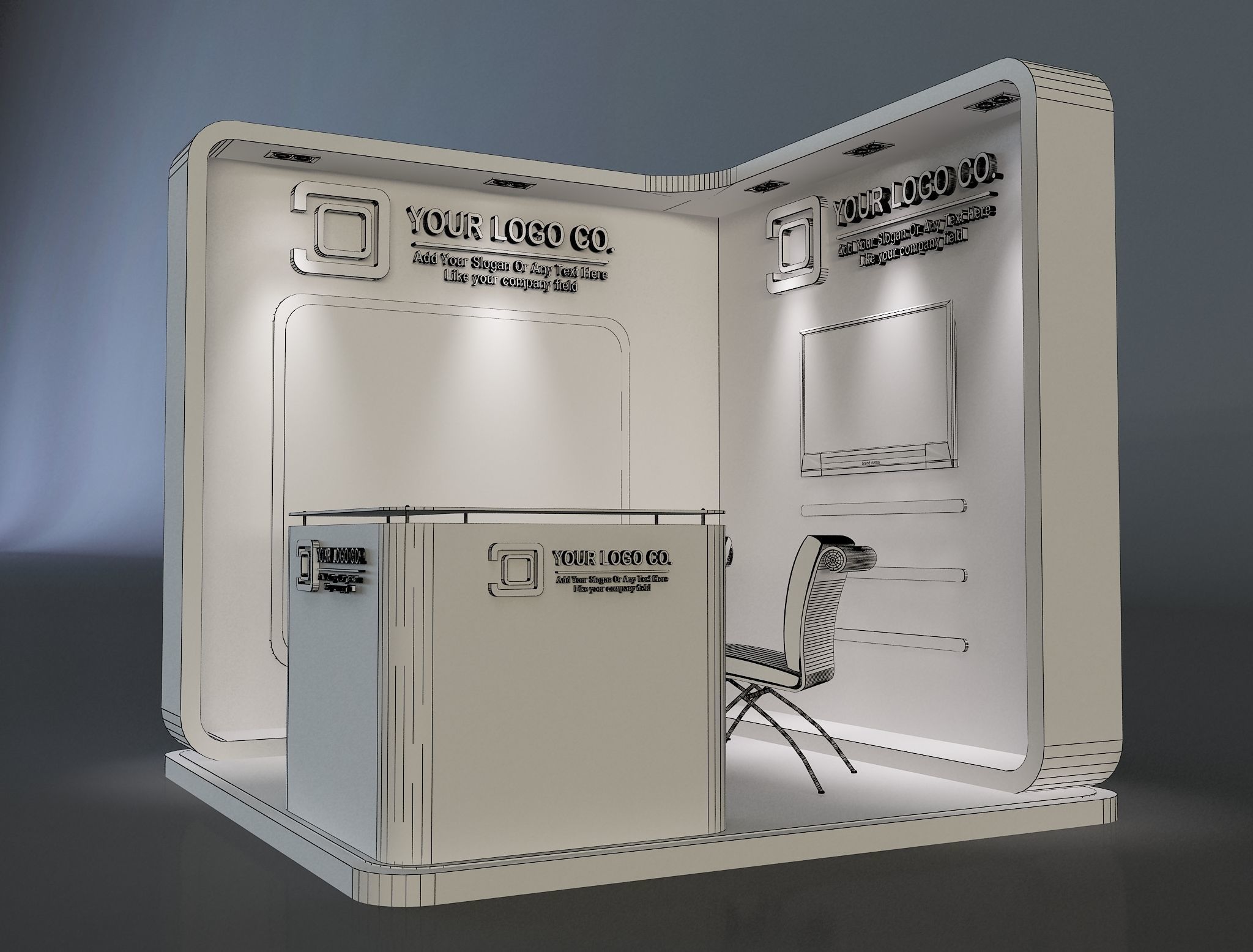 Booth Exhibition Stand a655a 3D model_9