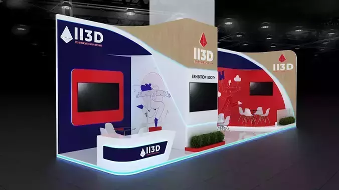 Exhibition Stand Stall Two Side Open 12X3 3D model