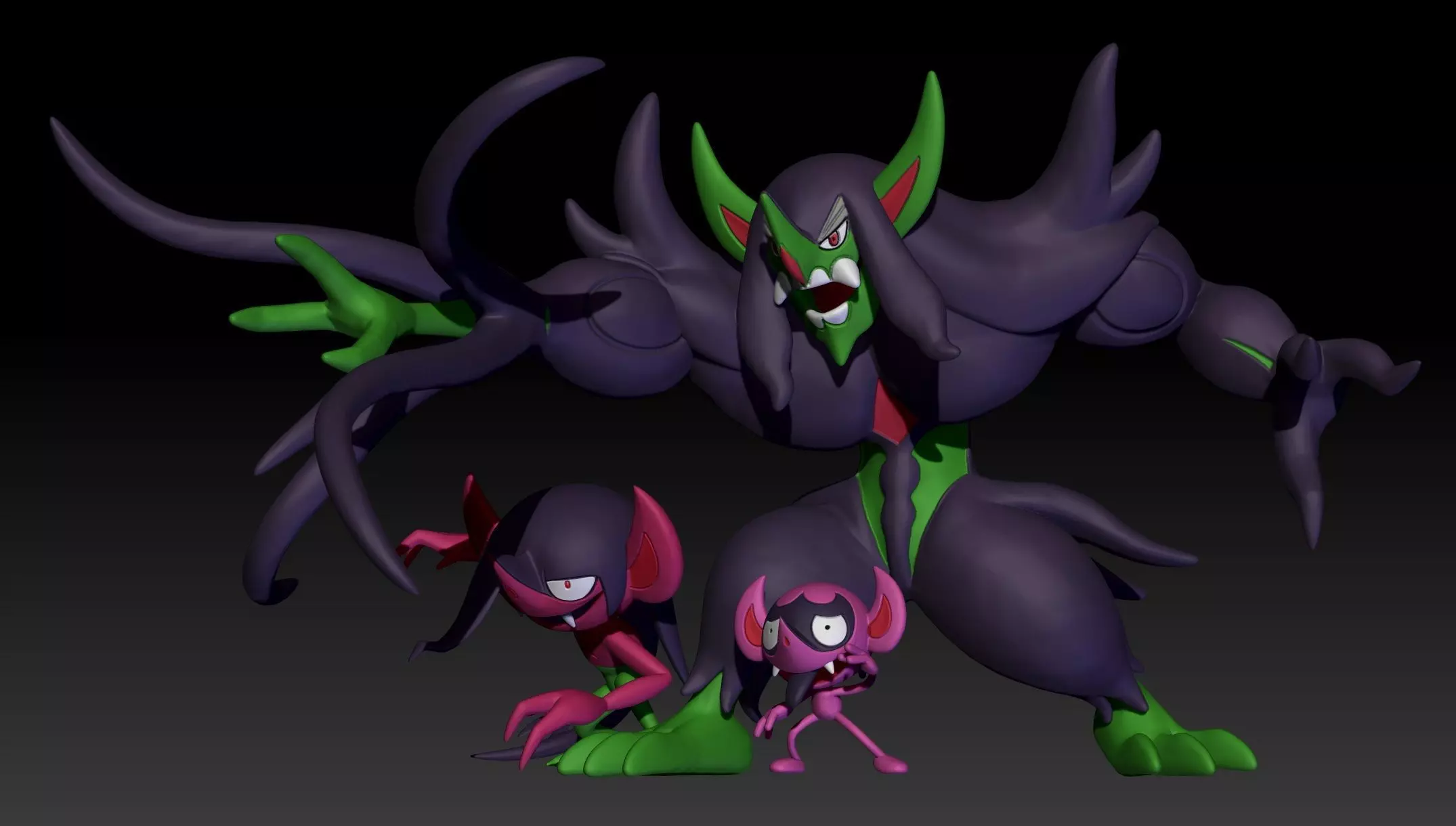 Pokemon Impidimp Morgrem Grimmsnarl 3D print model_0