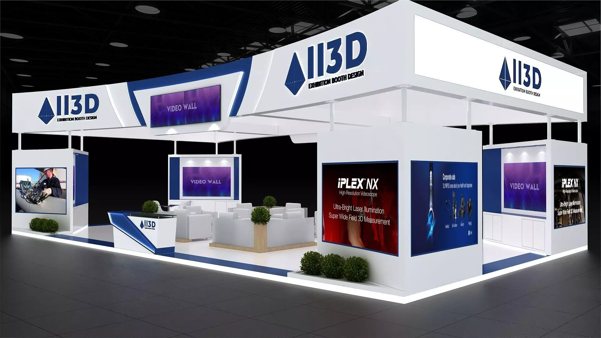 Exhibition Stand Stall Four Side Open 14X6 3D model_0