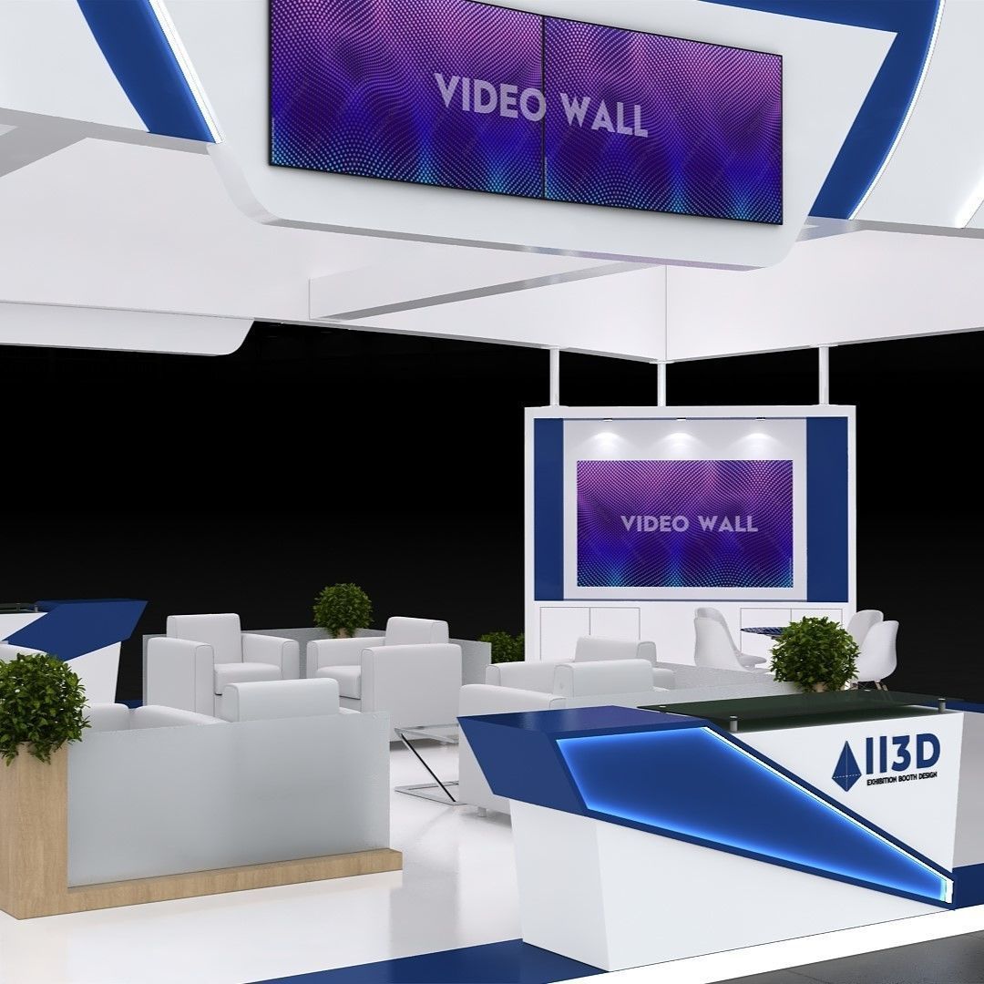 Exhibition Stand Stall Four Side Open 14X6 3D model_3