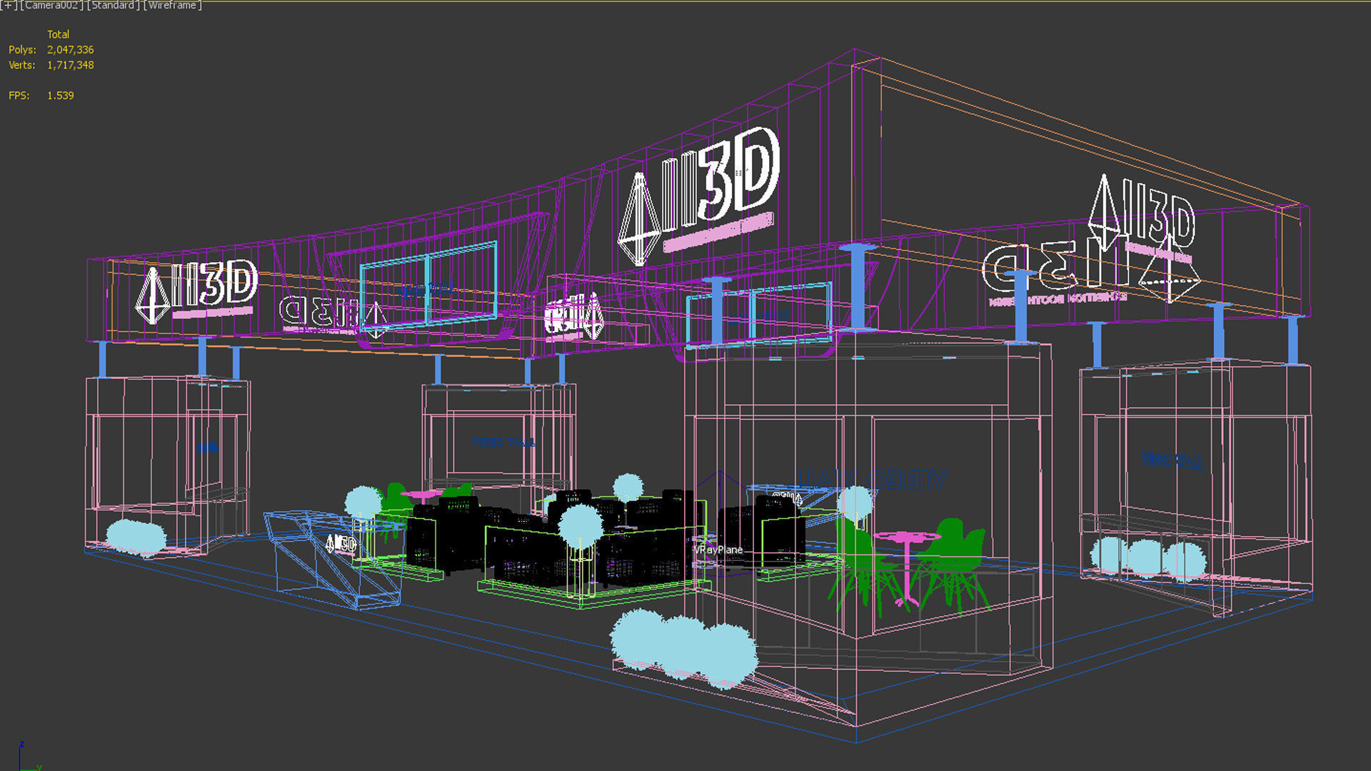 Exhibition Stand Stall Four Side Open 14X6 3D model_8