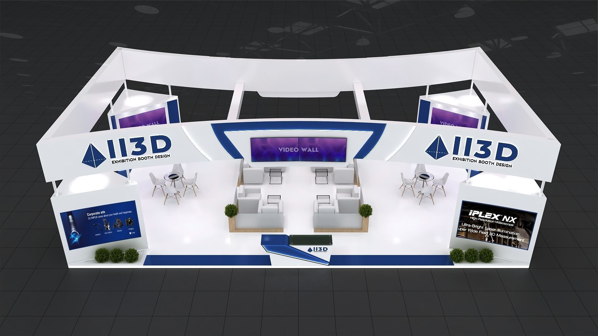 Exhibition Stand Stall Four Side Open 14X6 3D model_6