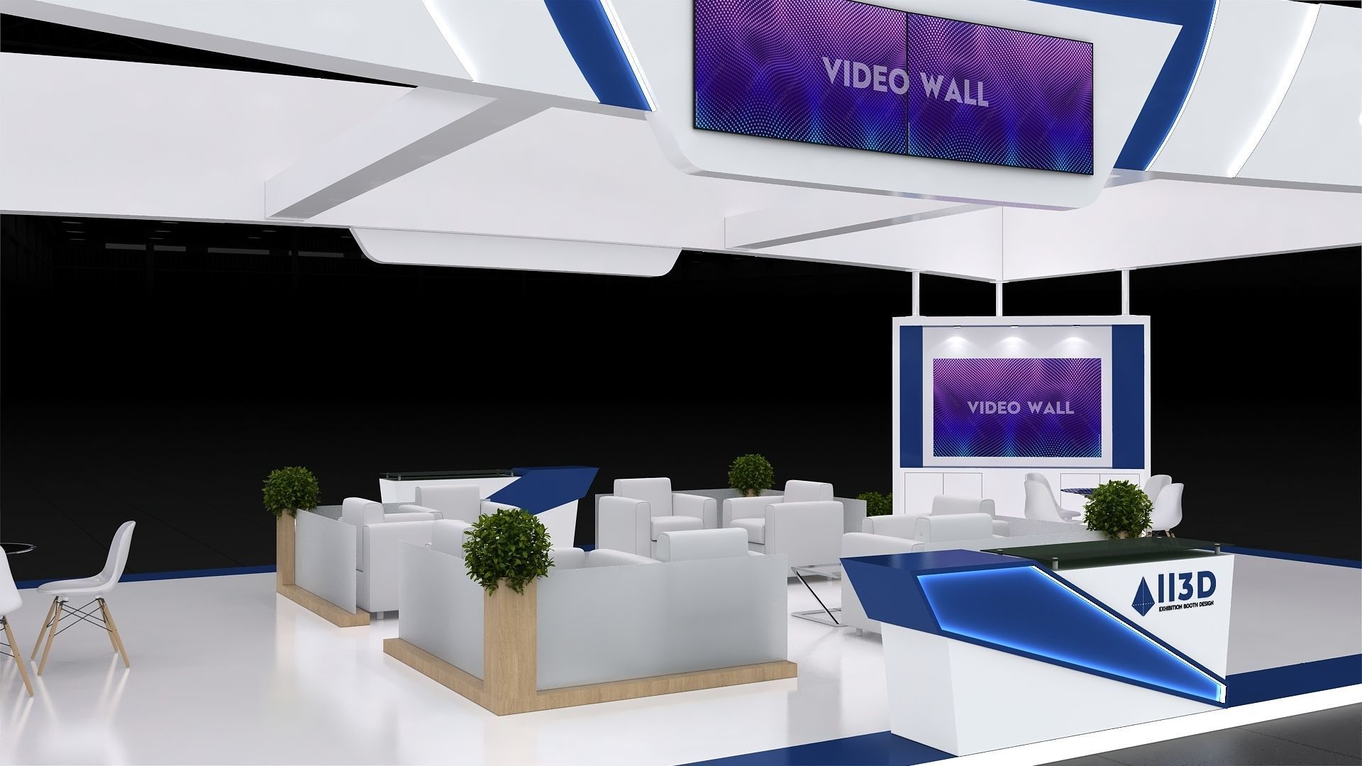 Exhibition Stand Stall Four Side Open 14X6 3D model_2