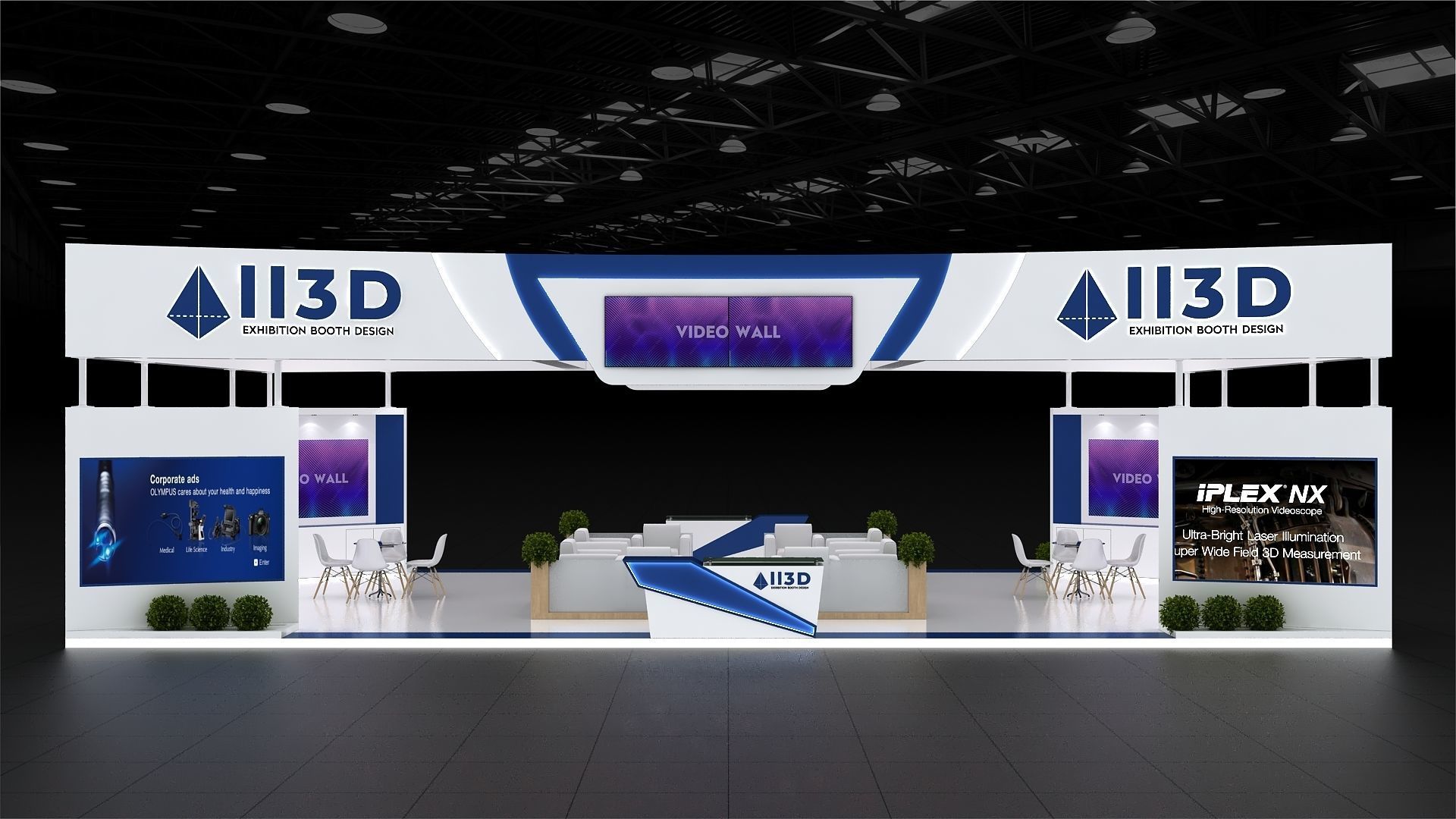 Exhibition Stand Stall Four Side Open 14X6 3D model_1