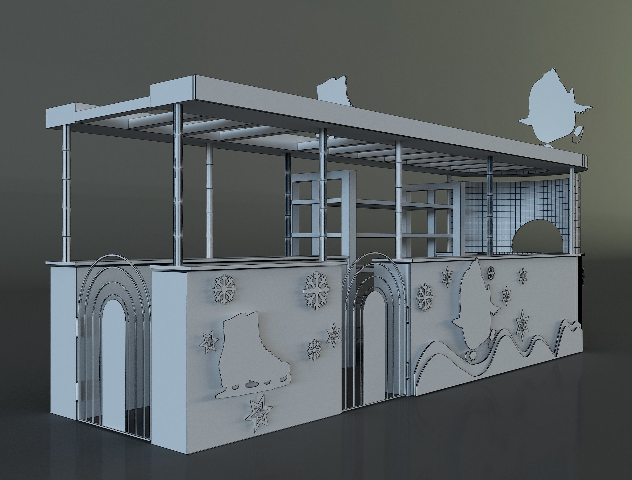 kiosk for ice skating equipment and supplies a657a 3D model_7