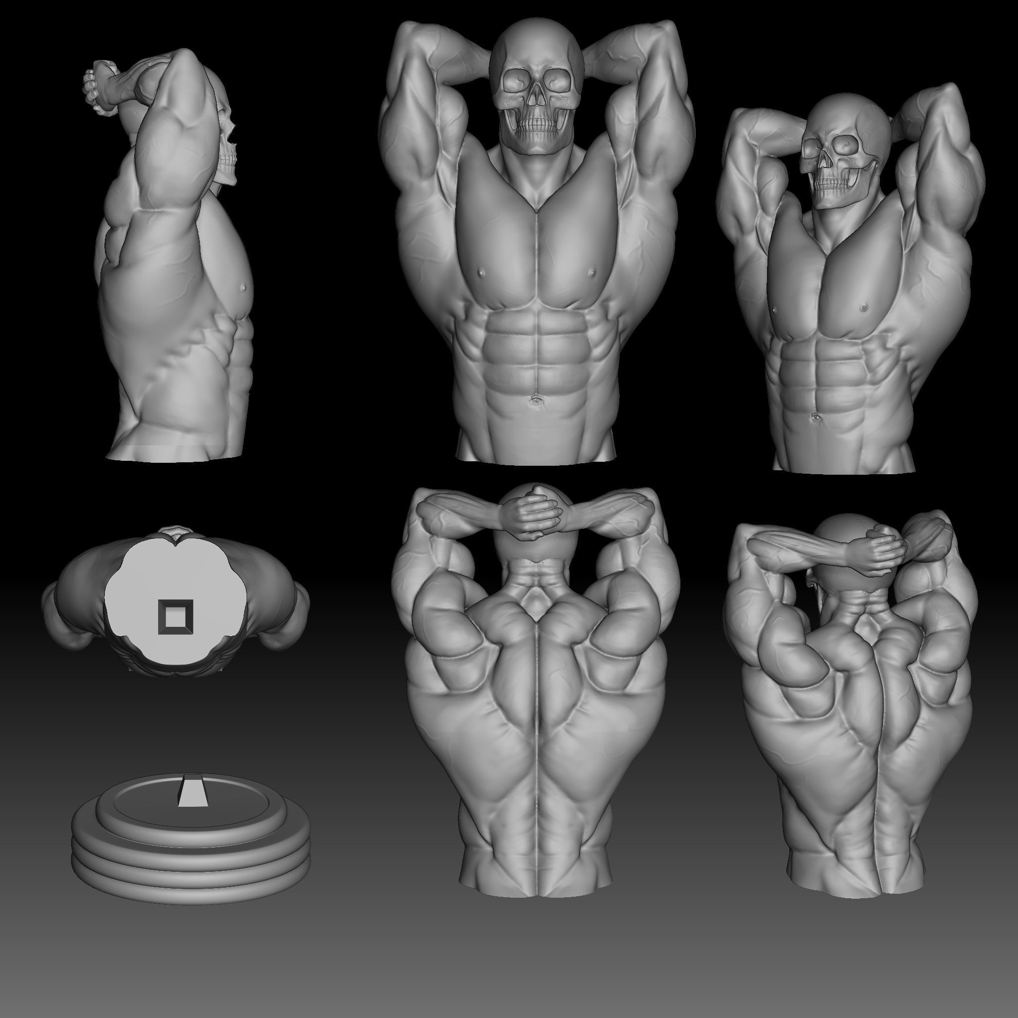 Bodybuilding poses 3D print model_7