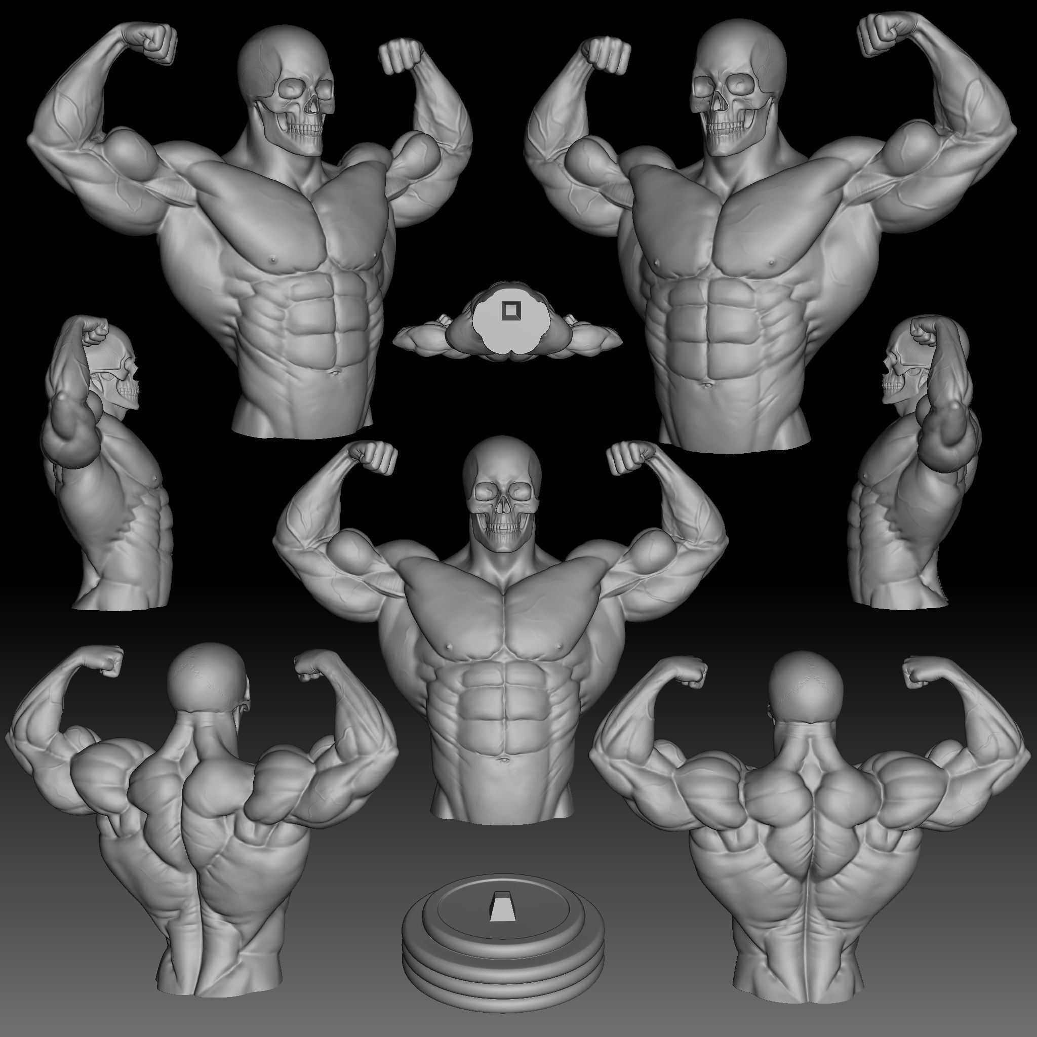 Bodybuilding poses 3D print model_3