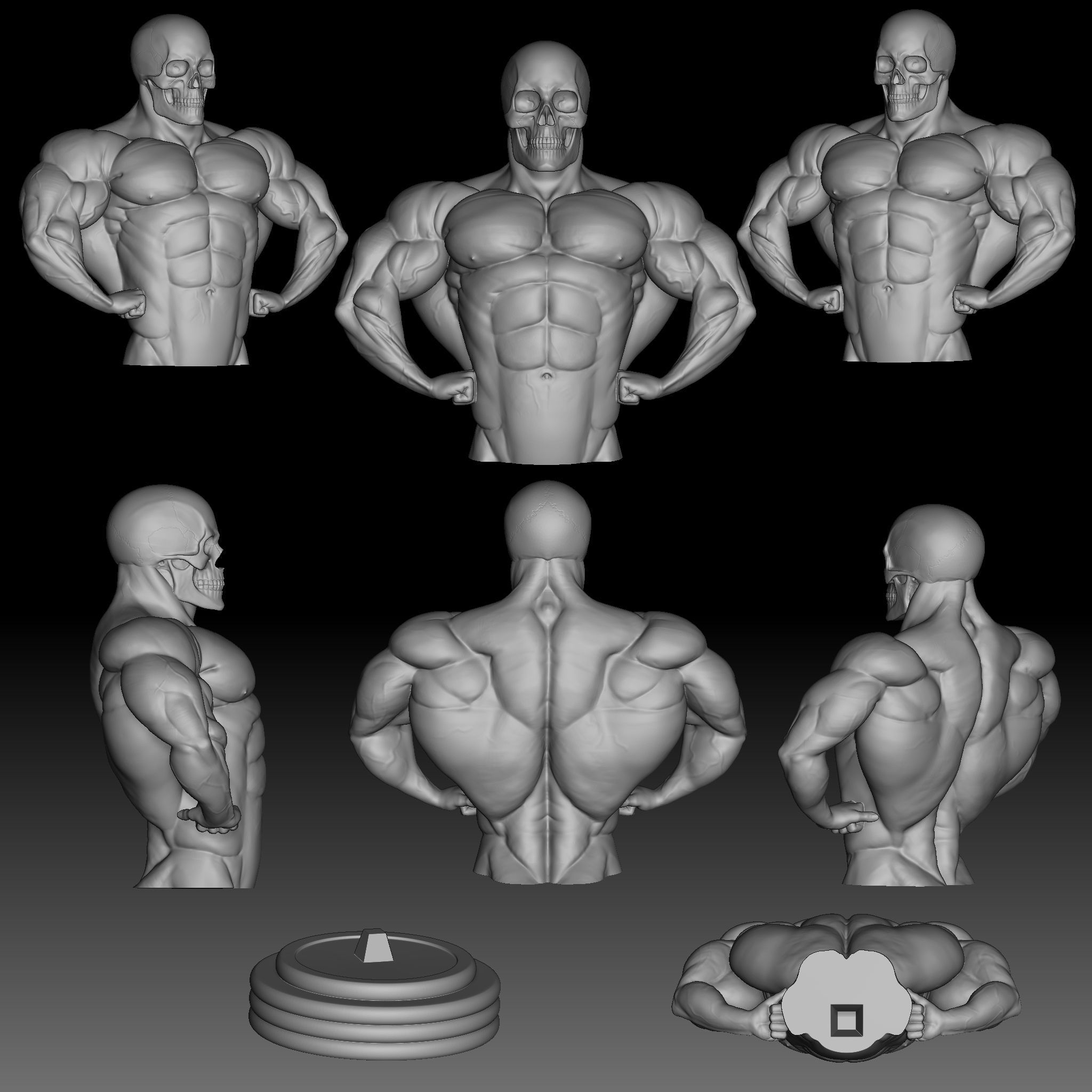 Bodybuilding poses 3D print model_8