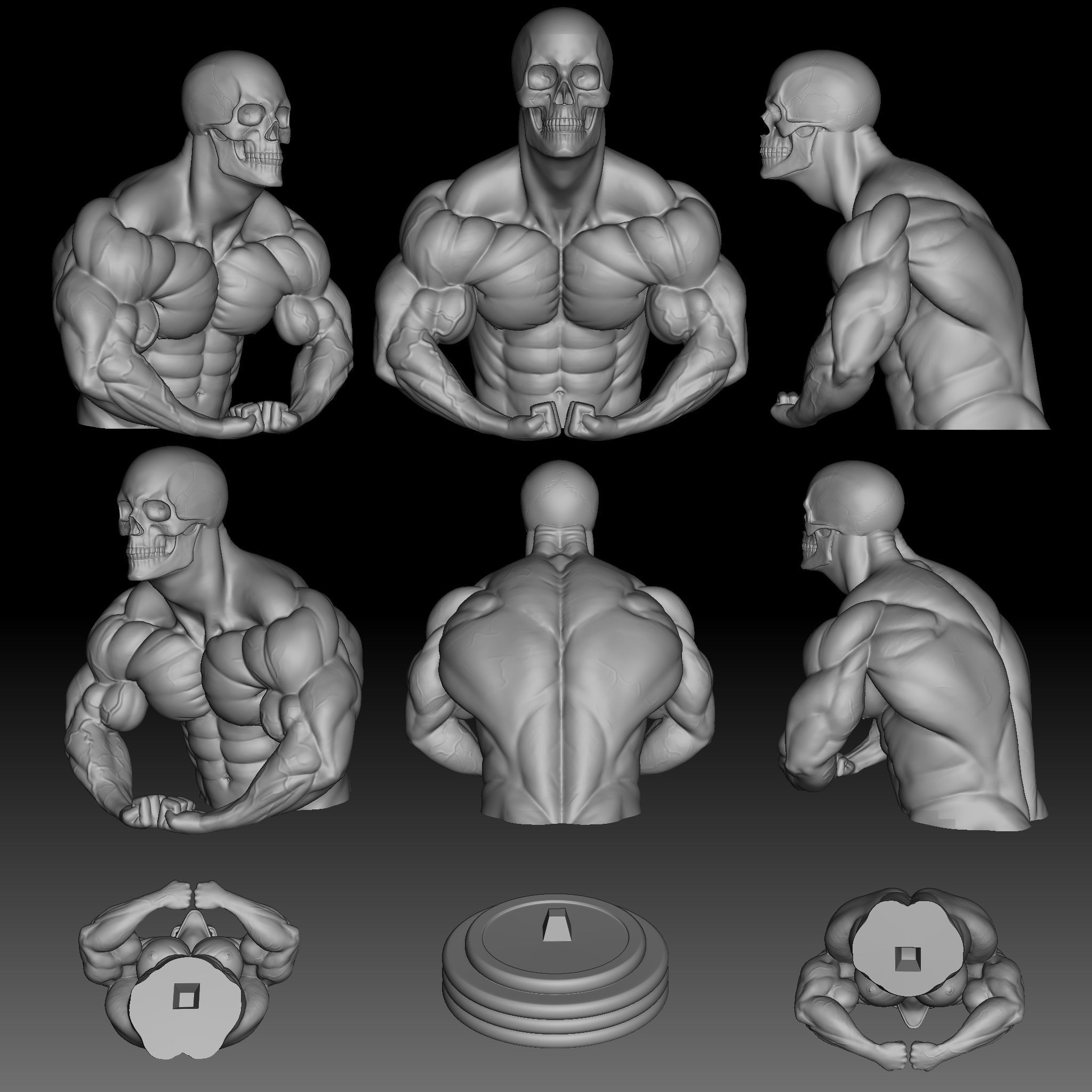 Bodybuilding poses 3D print model_4