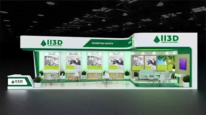 Exhibition Stand Stall Two Side Open 12X6 3D model