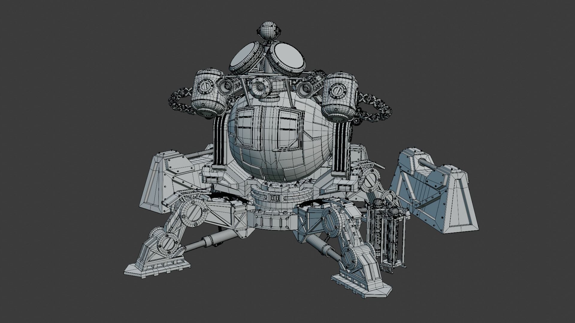 3D Turret with control cockpit  3D model_3