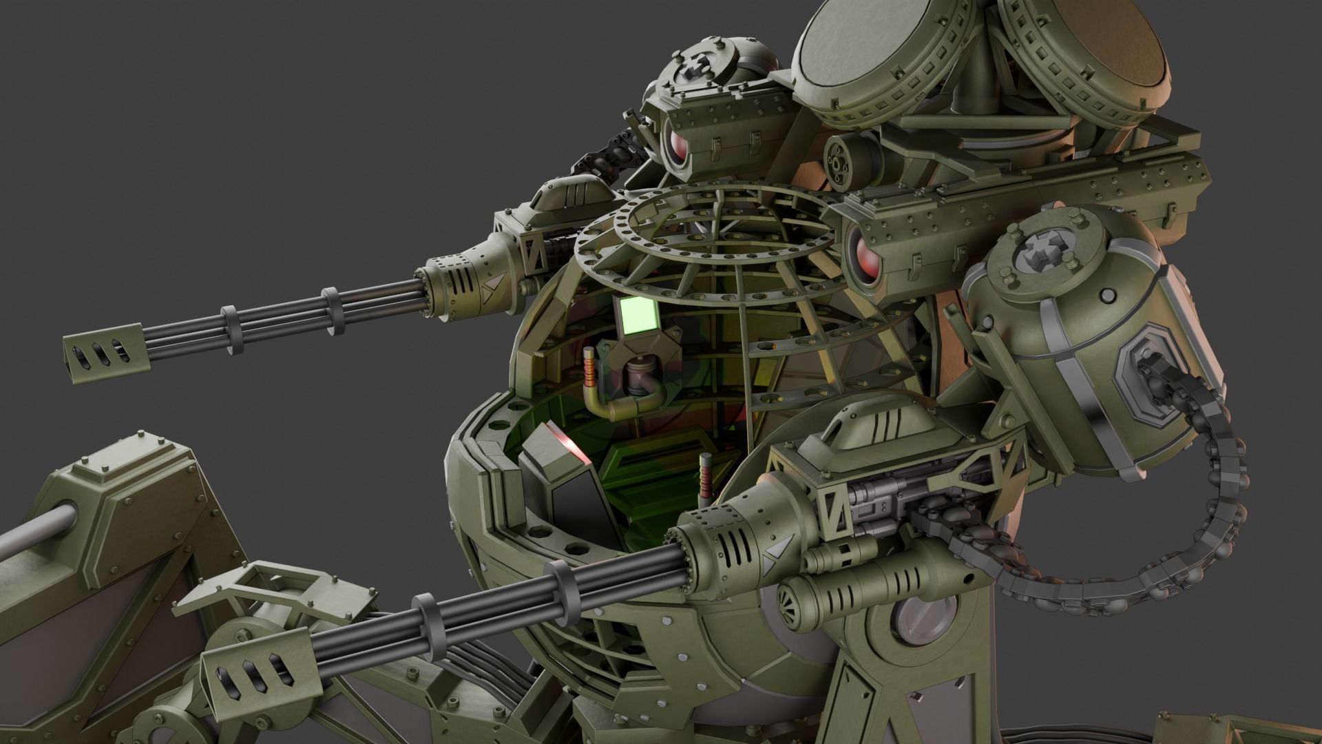 3D Turret with control cockpit  3D model_5