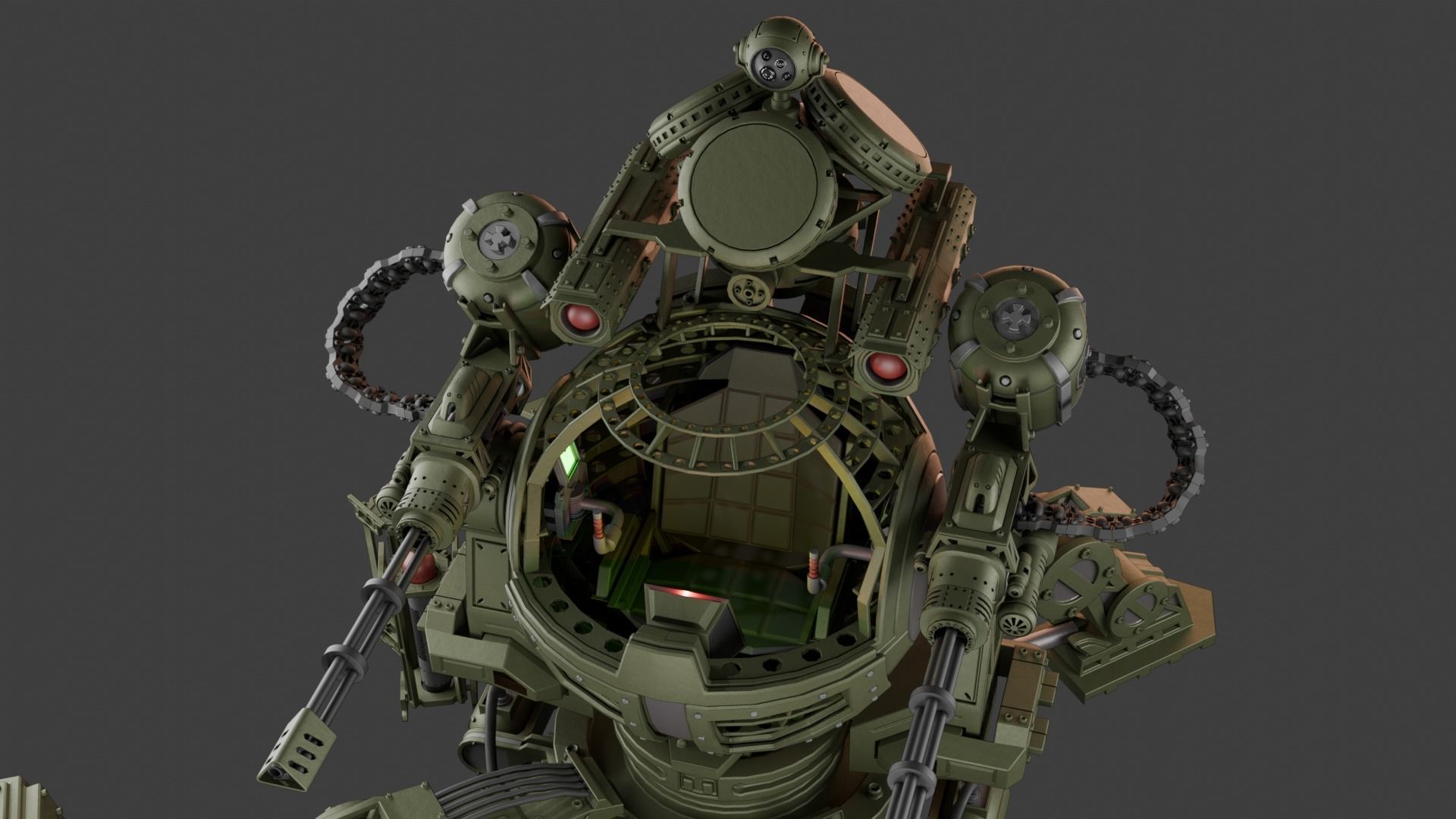 3D Turret with control cockpit  3D model_4