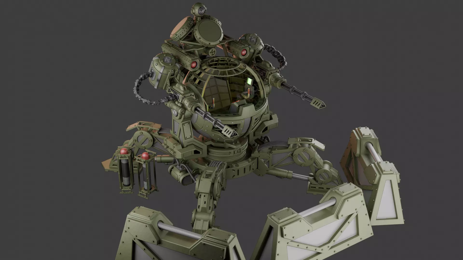 3D Turret with control cockpit  3D model_0