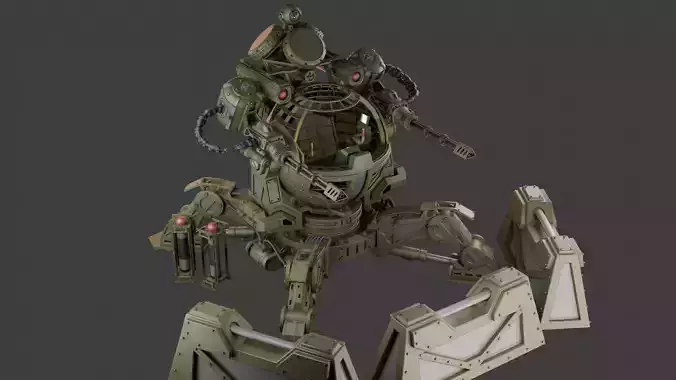 3D Turret with control cockpit  3D model