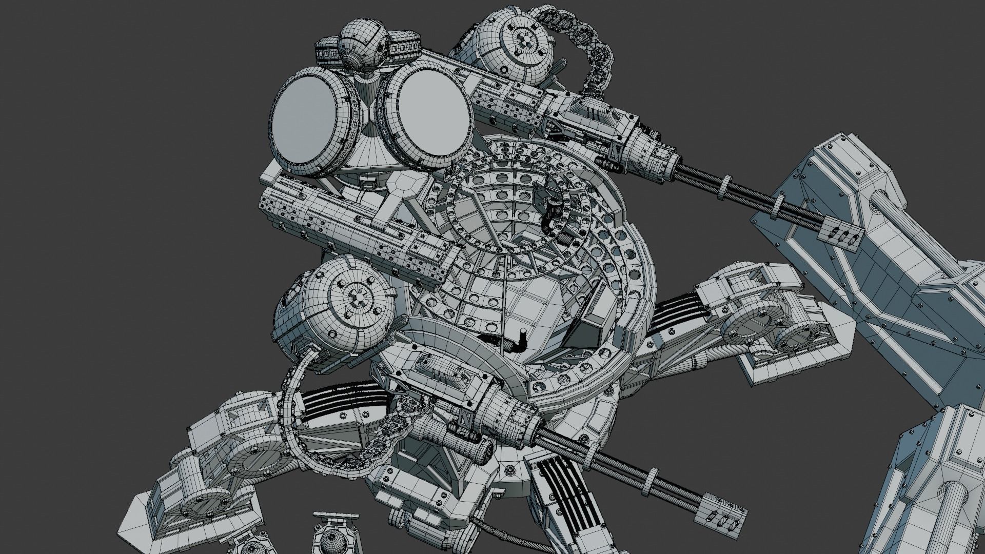 3D Turret with control cockpit  3D model_1
