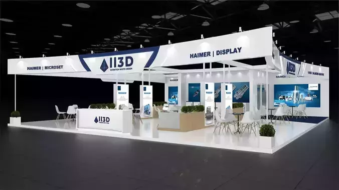 Exhibition Stand Stall Three Side Open 12X13 3D model
