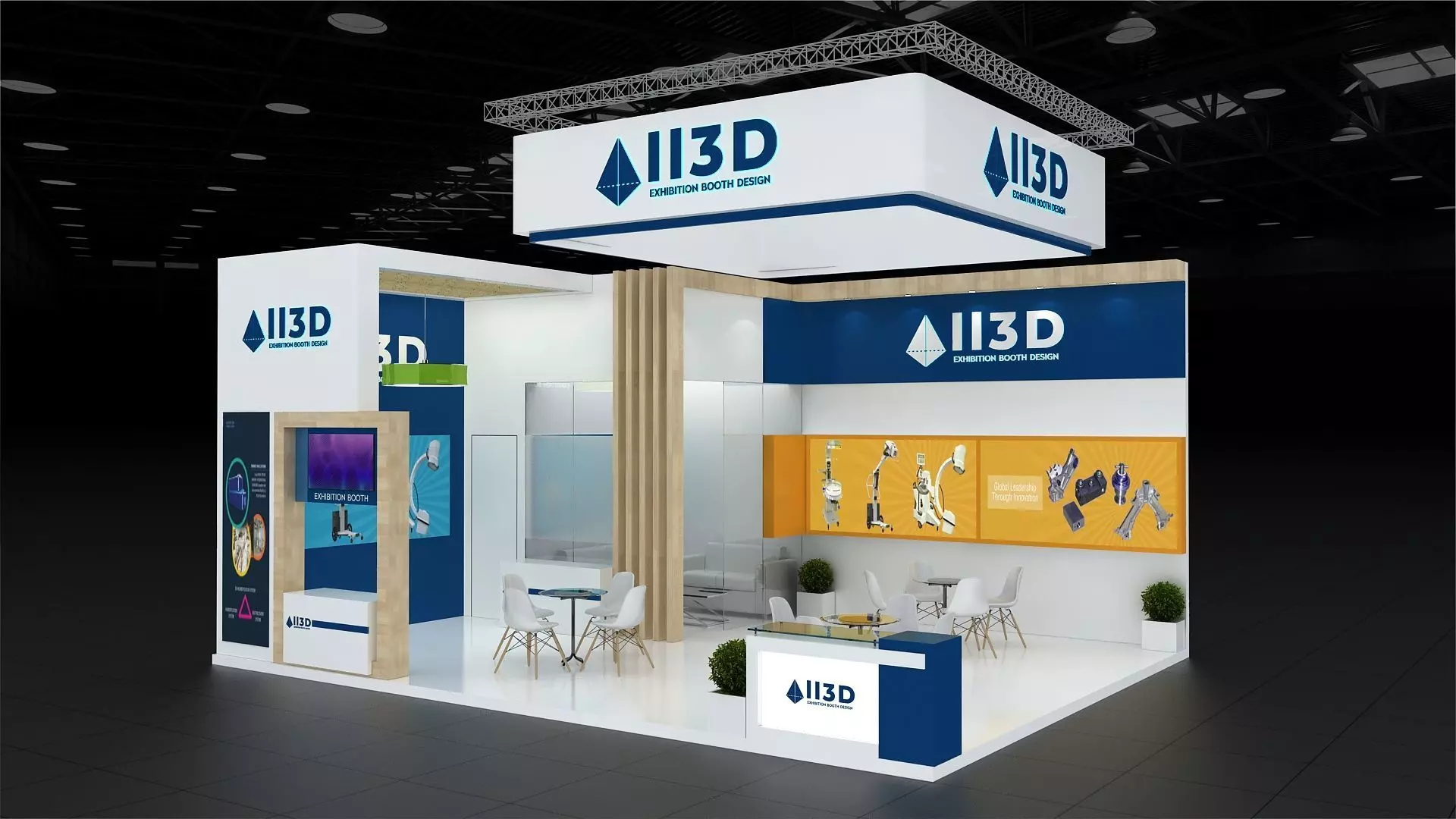 Exhibition Stand Stall Two Side Open 8X6 3D model_0