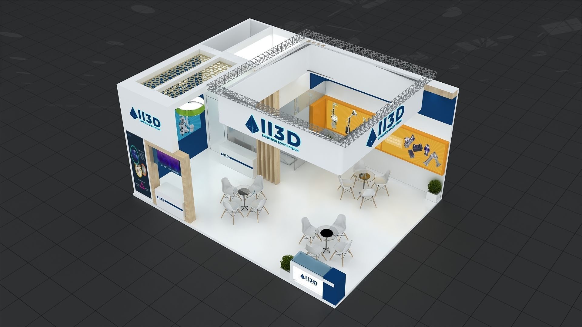 Exhibition Stand Stall Two Side Open 8X6 3D model_6