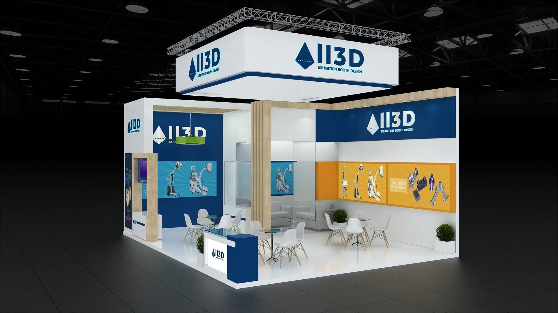 Exhibition Stand Stall Two Side Open 8X6 3D model_2