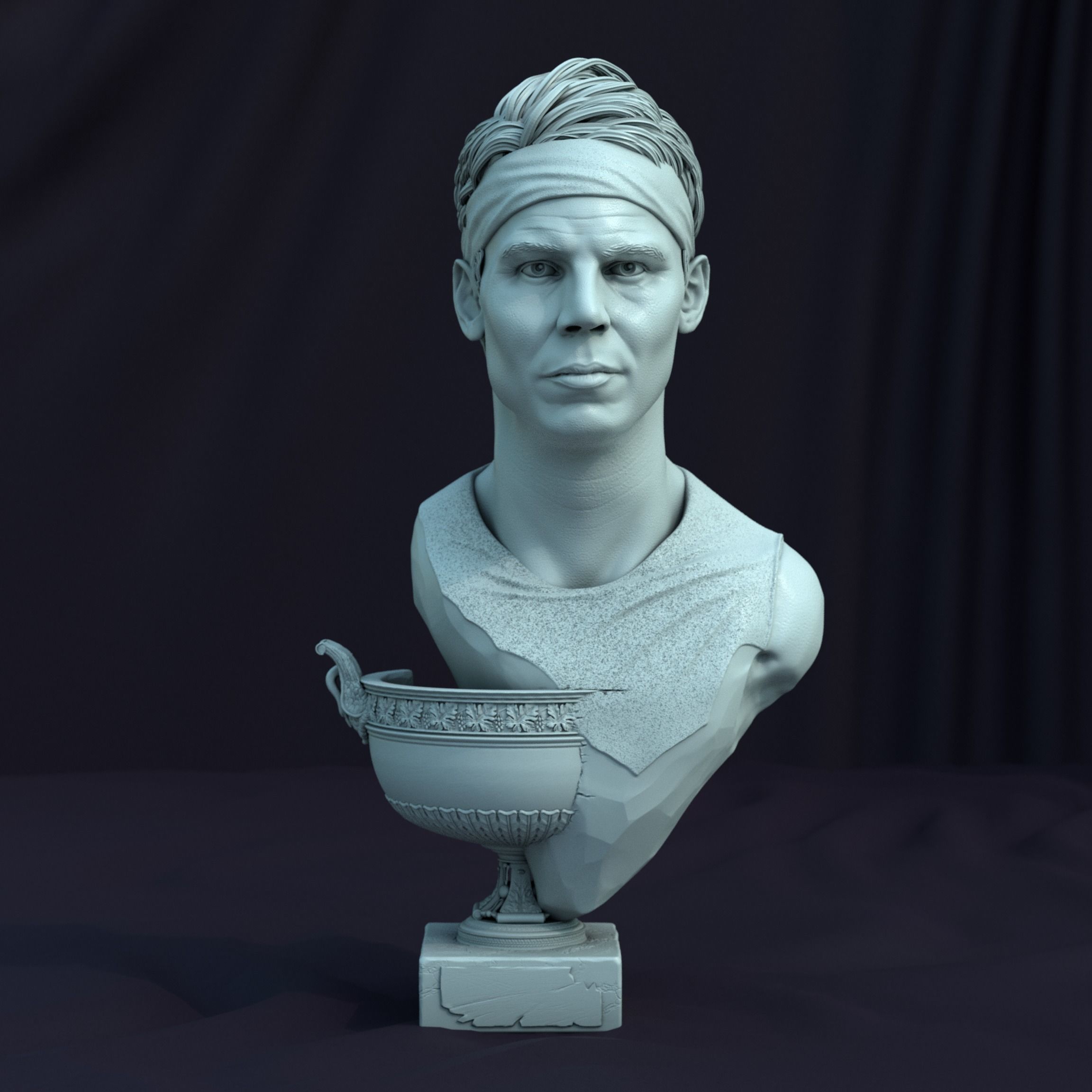Rafael Nadal bust for 3D printing 3D print model_13