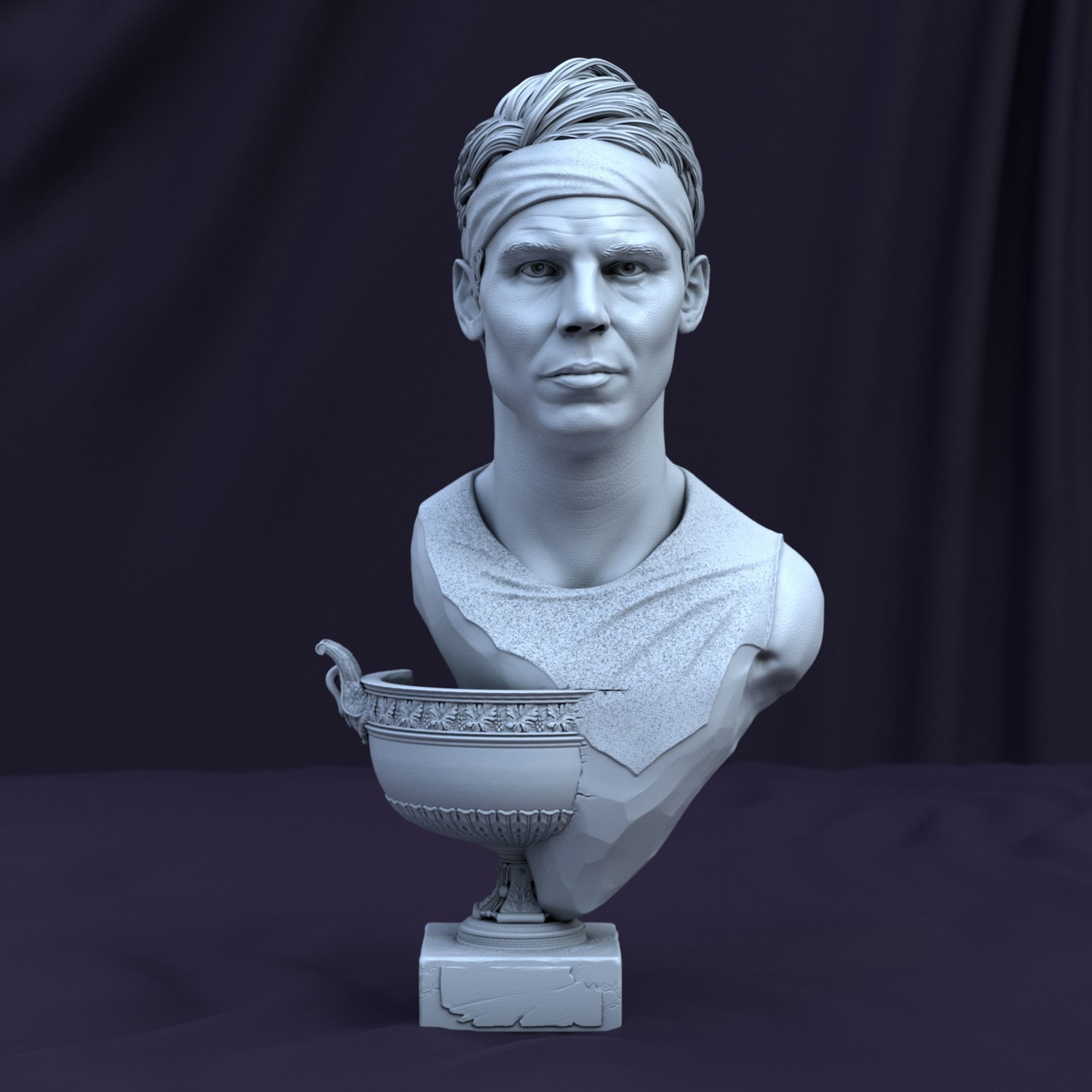 Rafael Nadal bust for 3D printing 3D print model_12
