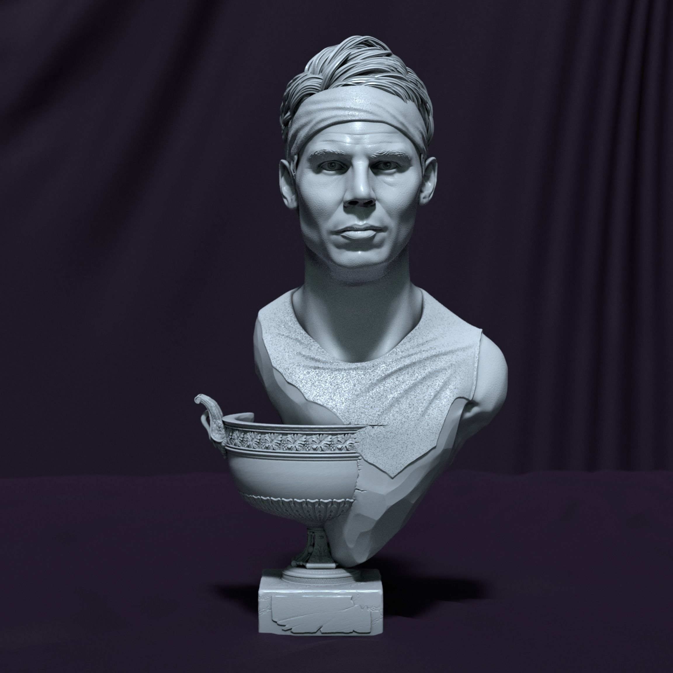 Rafael Nadal bust for 3D printing 3D print model_11