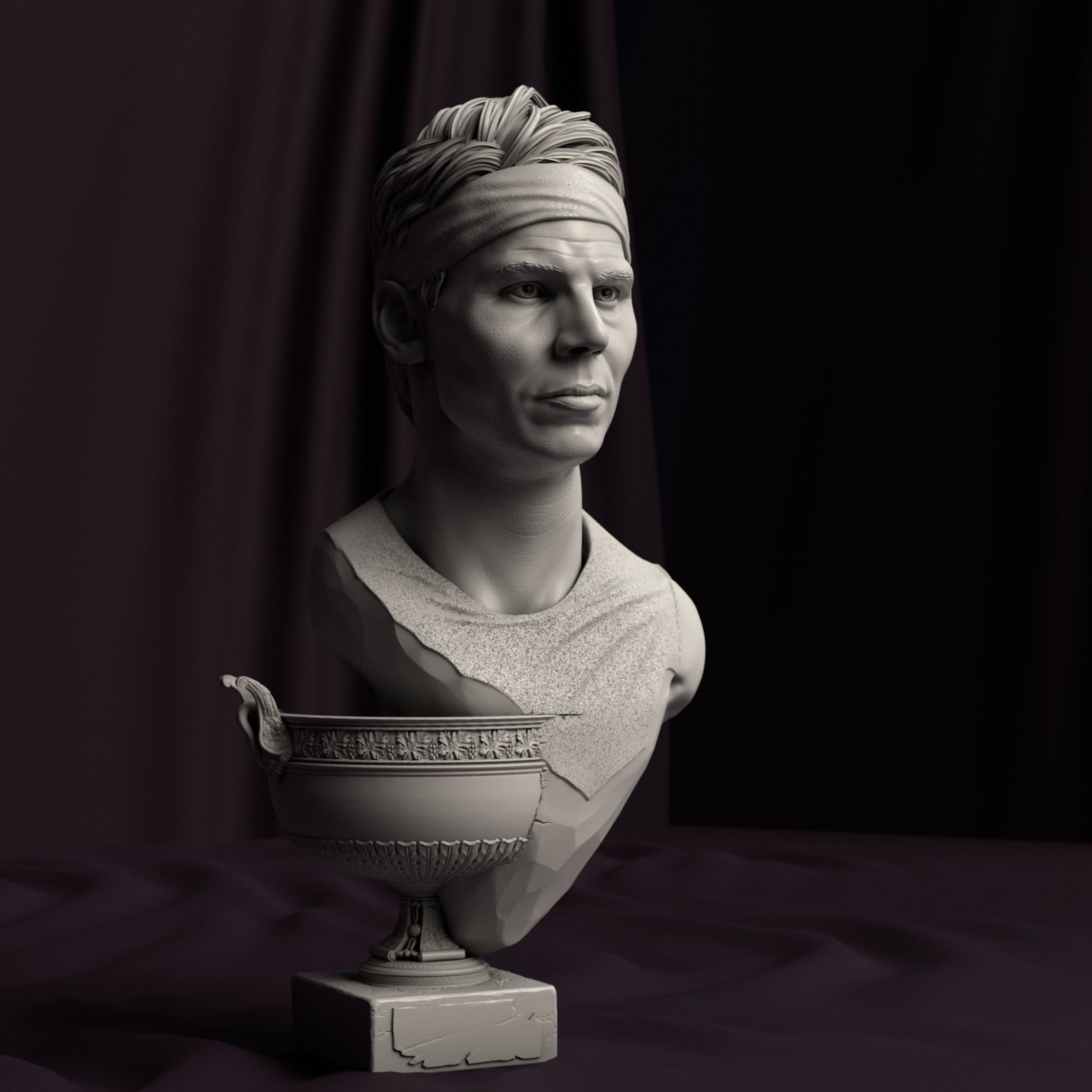 Rafael Nadal bust for 3D printing 3D print model_4
