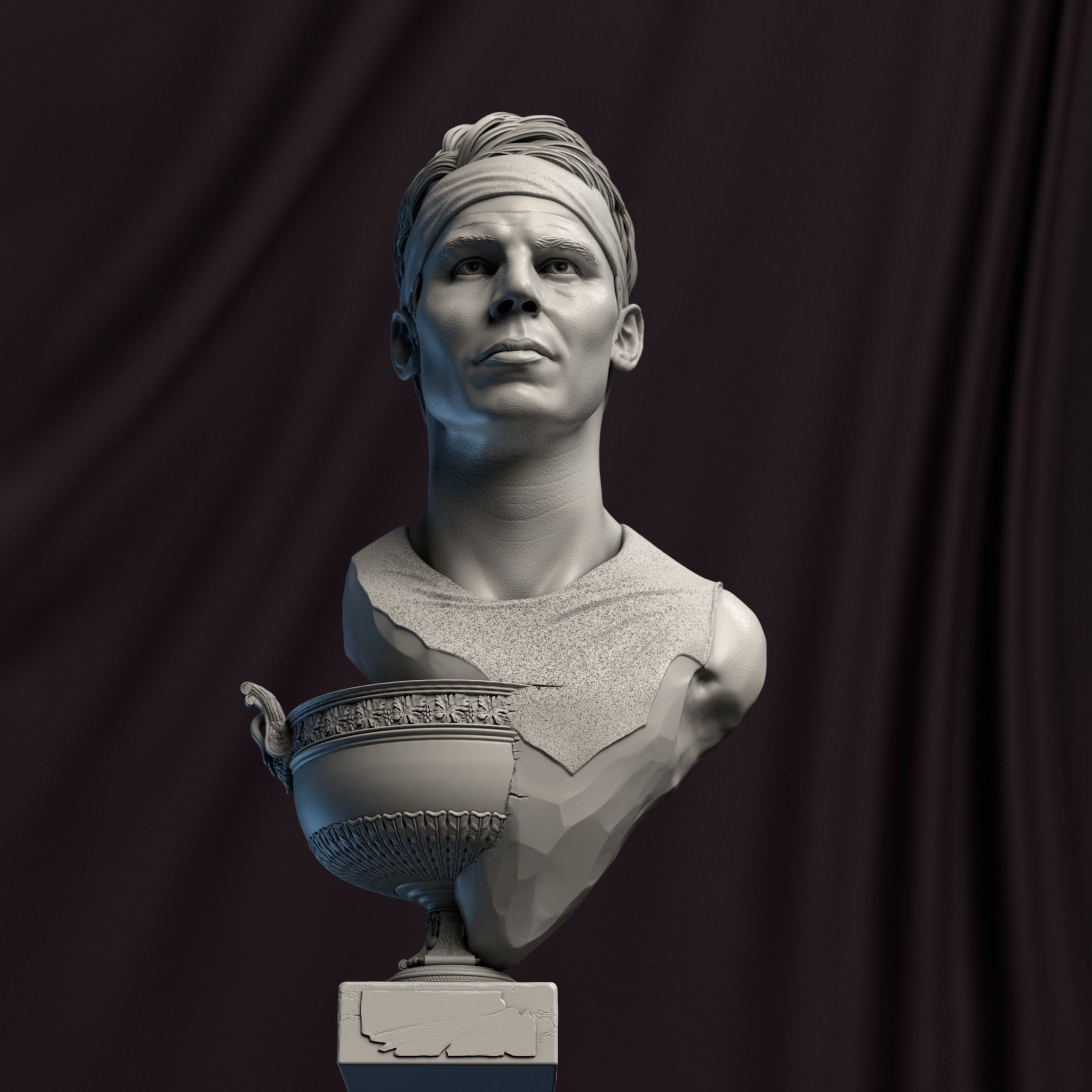Rafael Nadal bust for 3D printing 3D print model_3