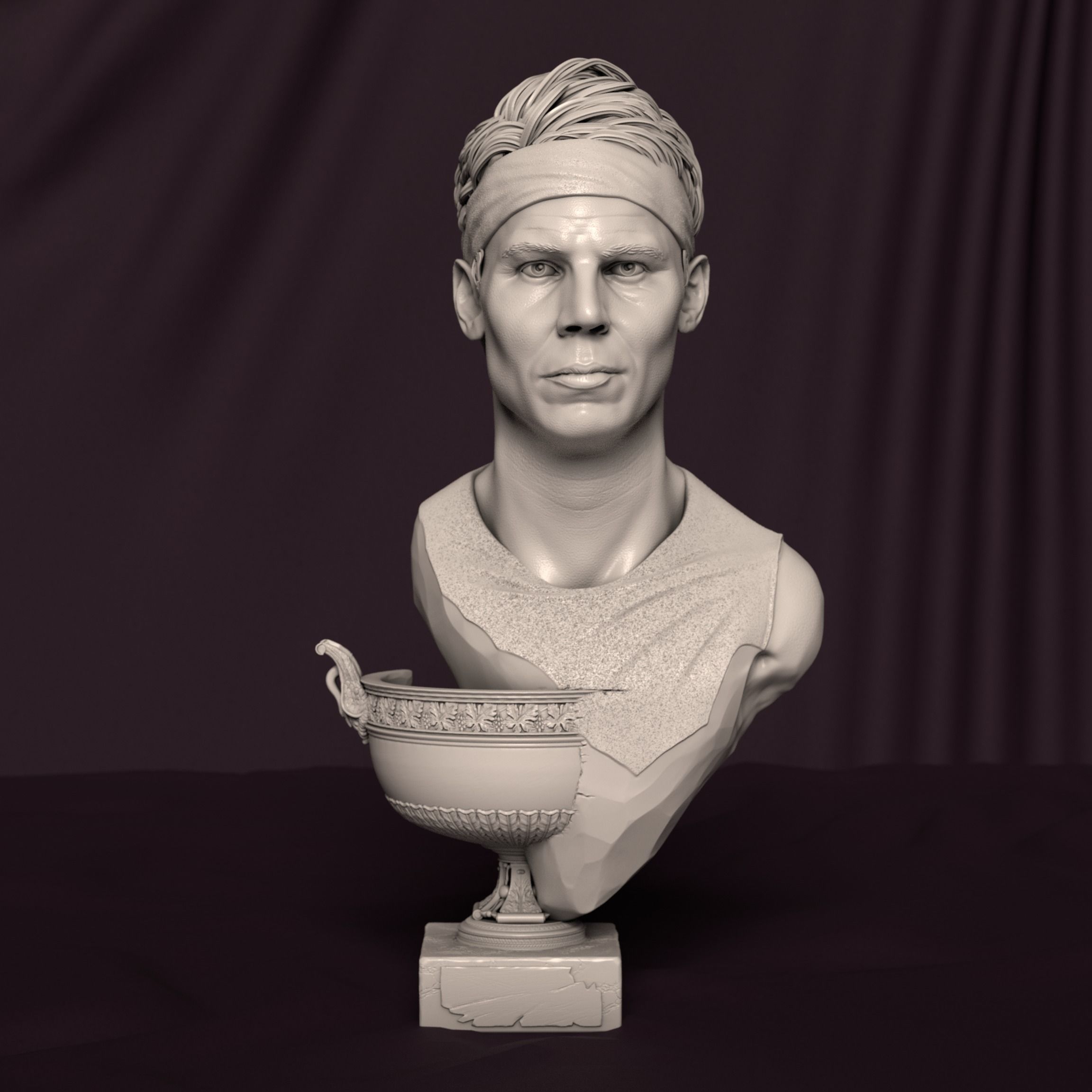 Rafael Nadal bust for 3D printing 3D print model_14