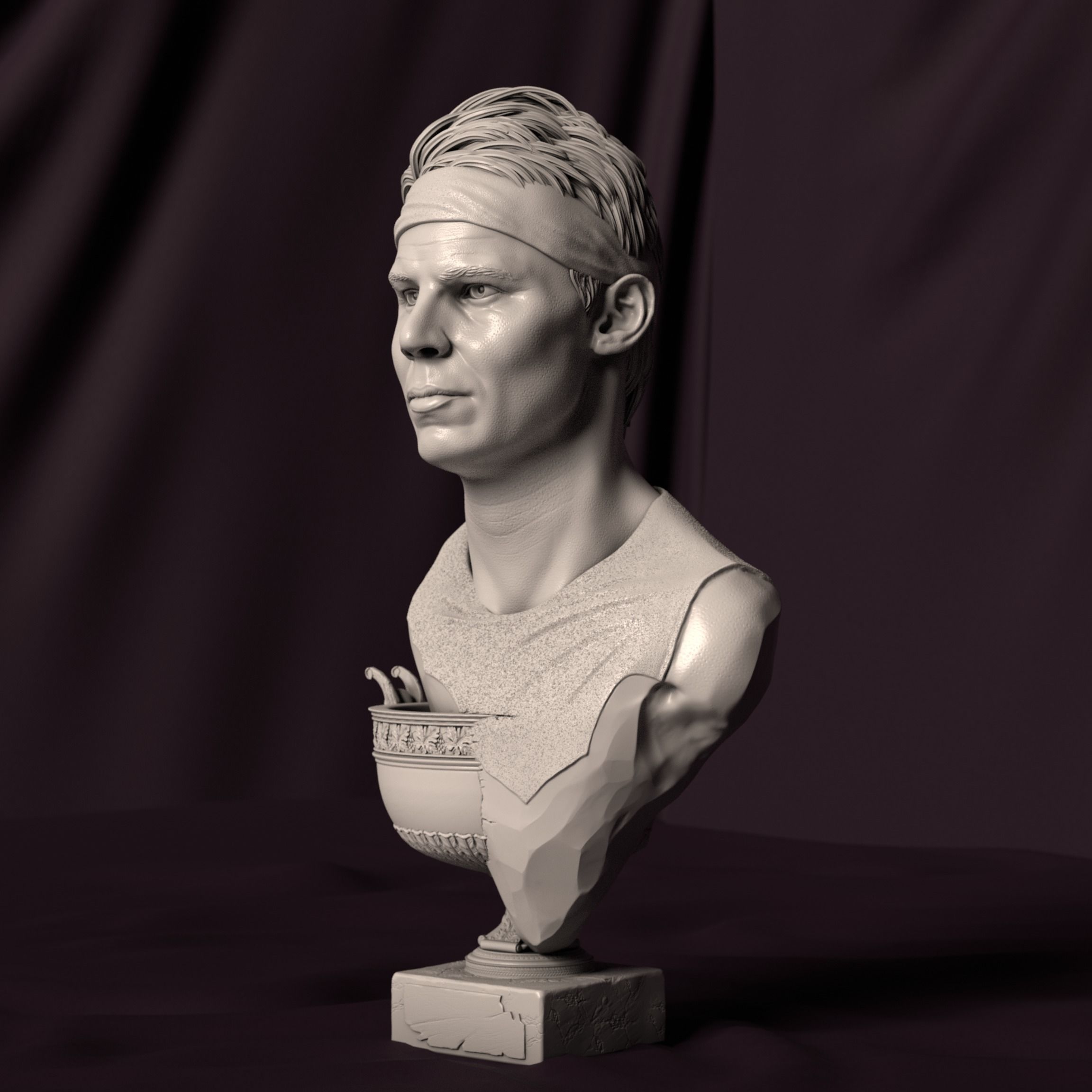 Rafael Nadal bust for 3D printing 3D print model_5