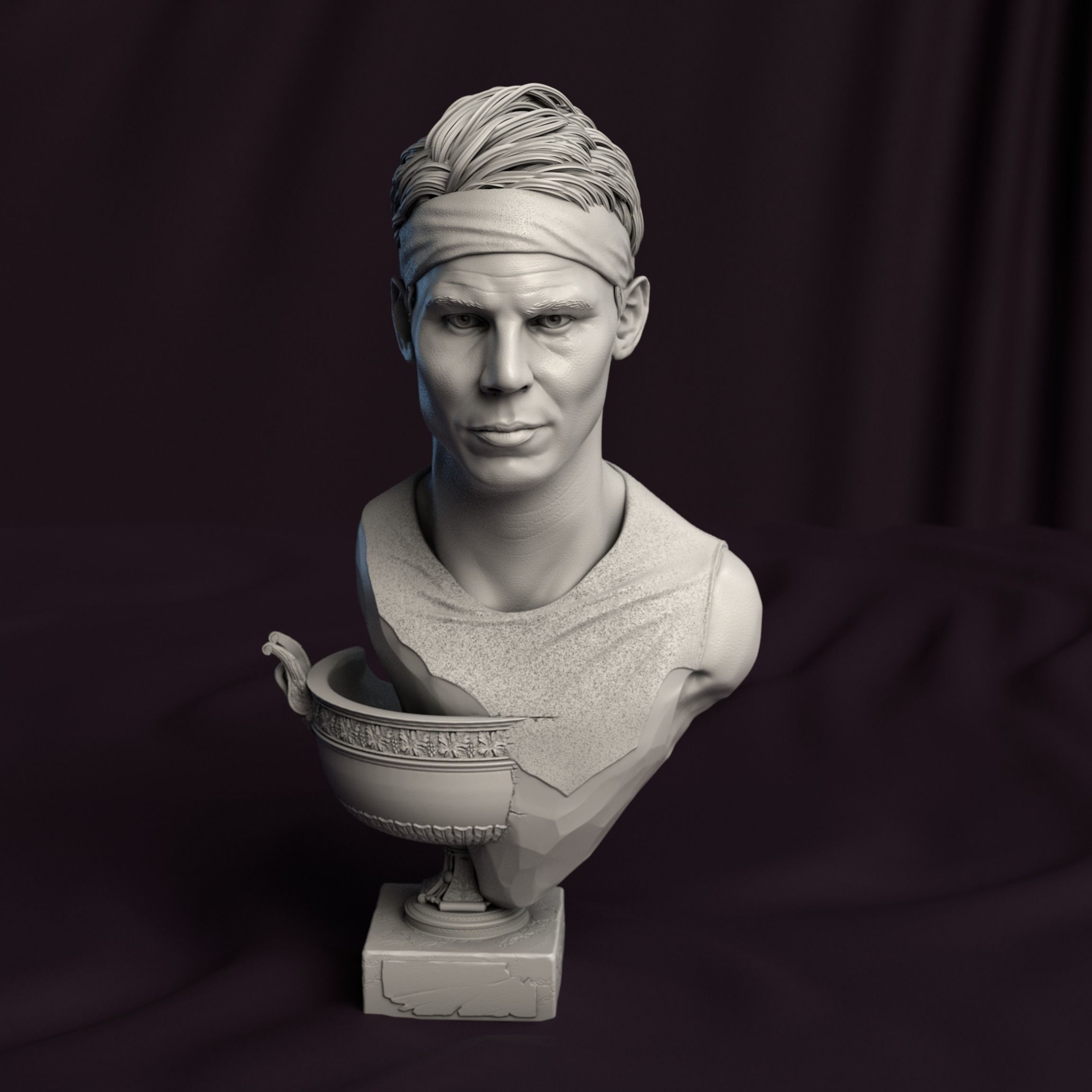 Rafael Nadal bust for 3D printing 3D print model_2