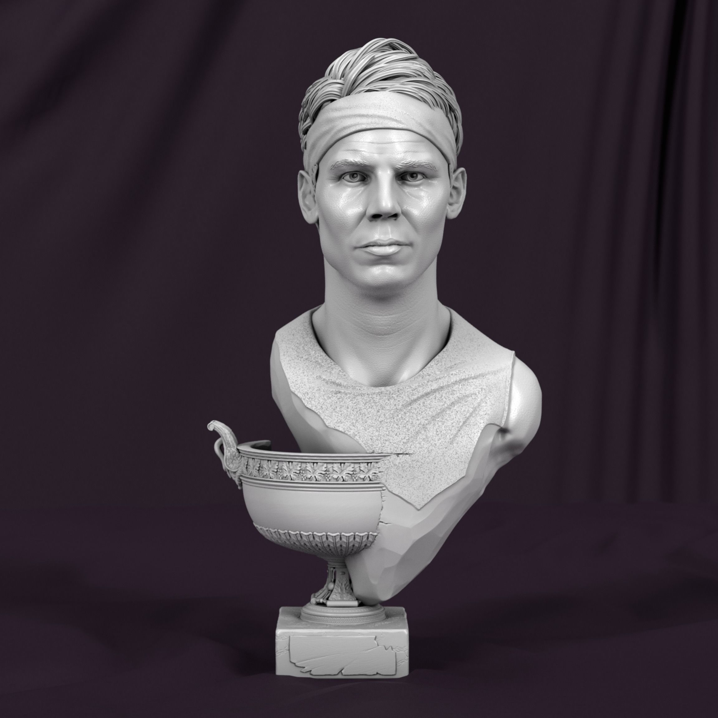 Rafael Nadal bust for 3D printing 3D print model_10