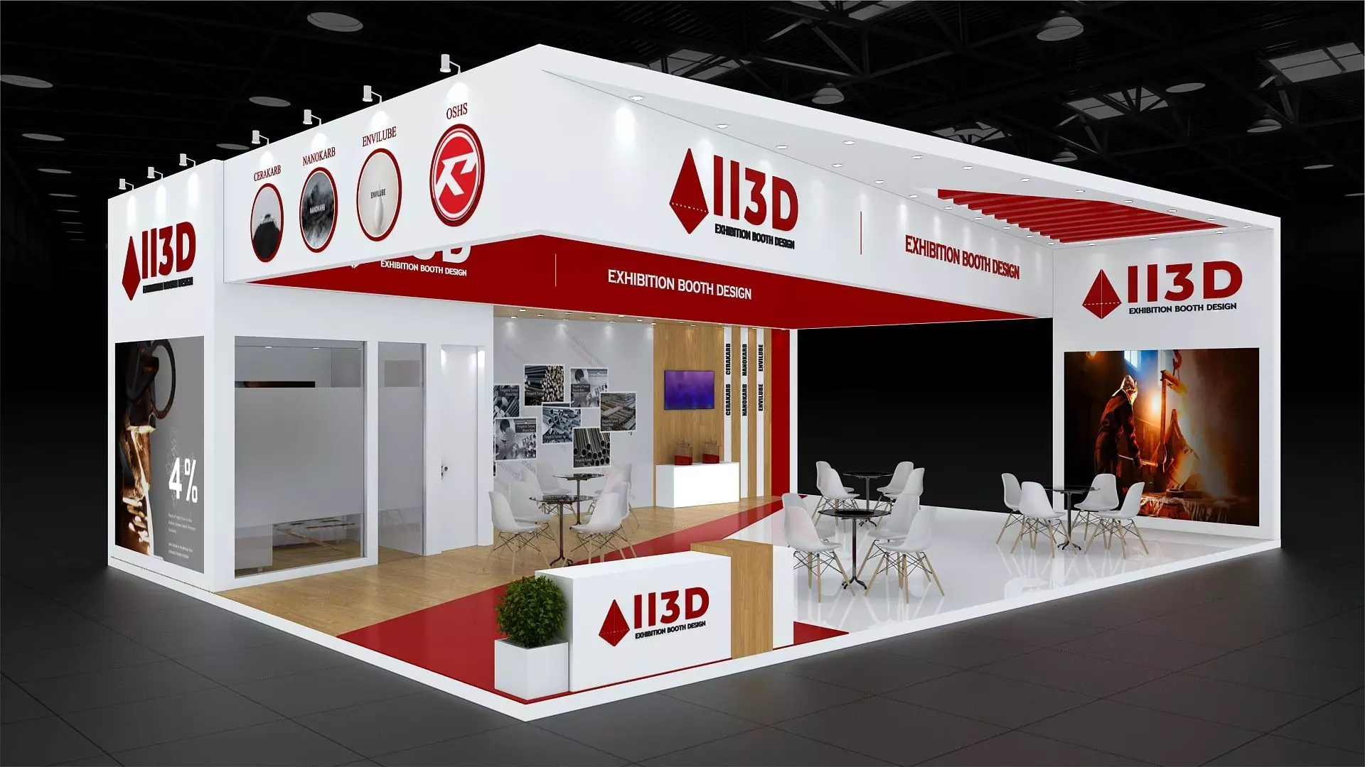 Exhibition Stand Stall Three Side Open 8X10 3D model