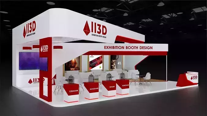 Exhibition Stand Stall Three Side Open 8X10 3D model