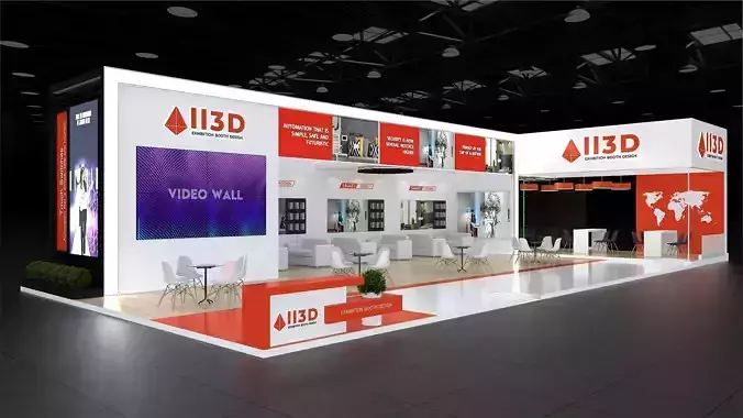 Exhibition Stand Stall Three Side Open 20X9 3D model