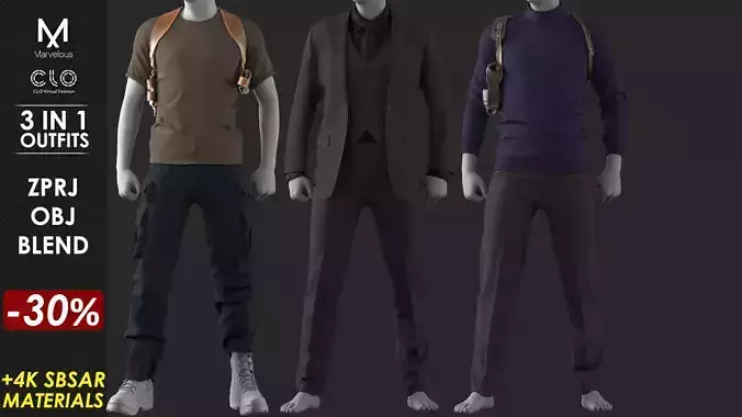 3 in 1 Outfits - Marvelous Designer