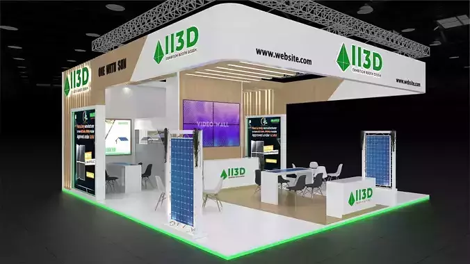 Exhibition Stand Stall Three Side Open 8X9 3D model