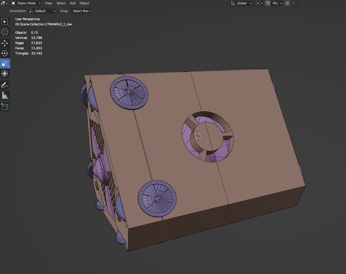 Sci-Fi triangular Power Generator Low-poly 3D model_5