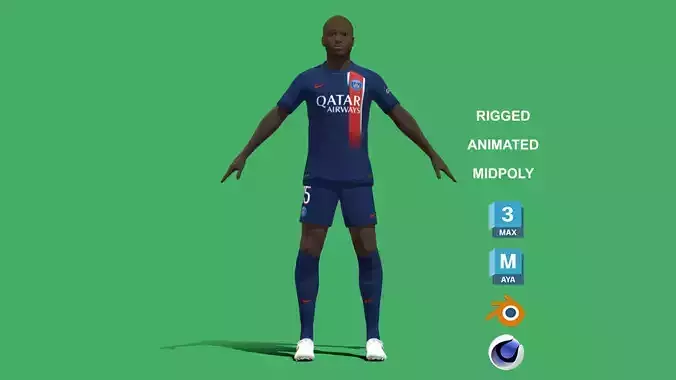 3D Rigged Danilo Pereira PSG 2024 3D model