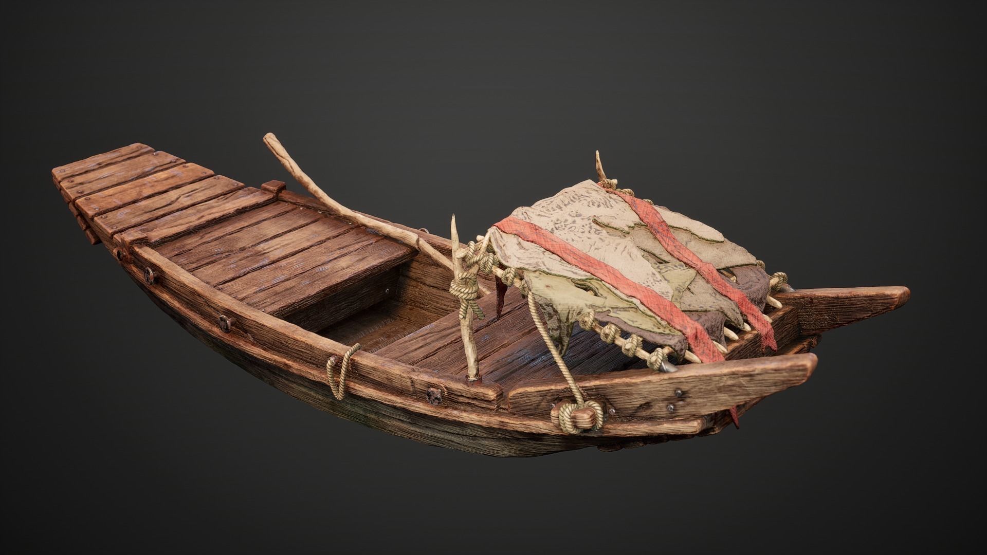 Stylized Chinese River Boat 3D model_7