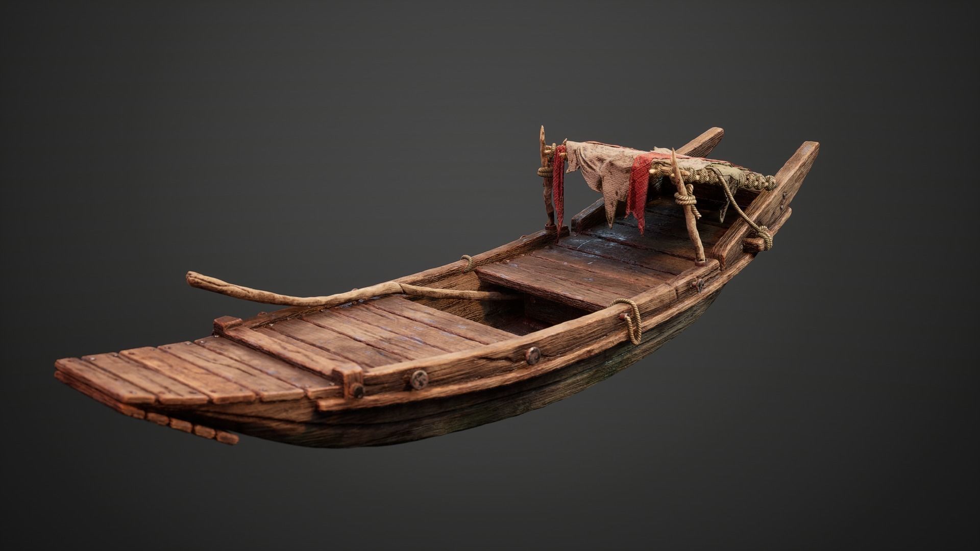 Stylized Chinese River Boat 3D model_8