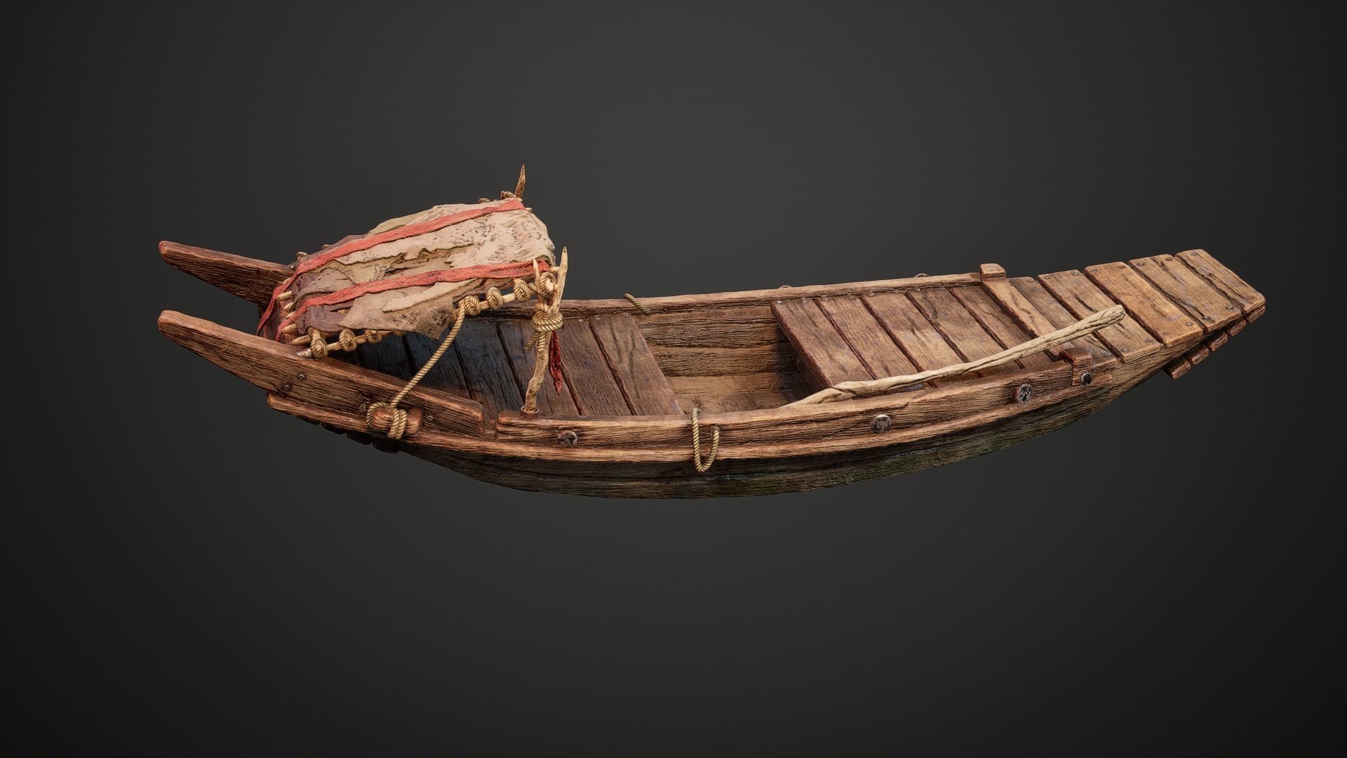 Stylized Chinese River Boat 3D model_5
