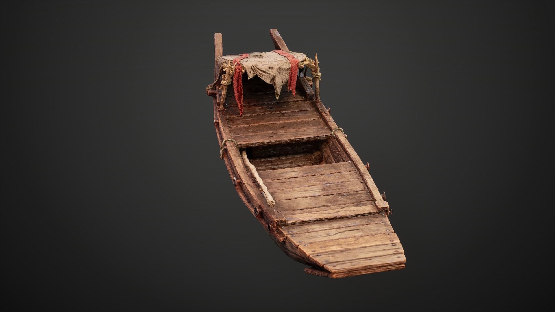 Stylized Chinese River Boat 3D model_4
