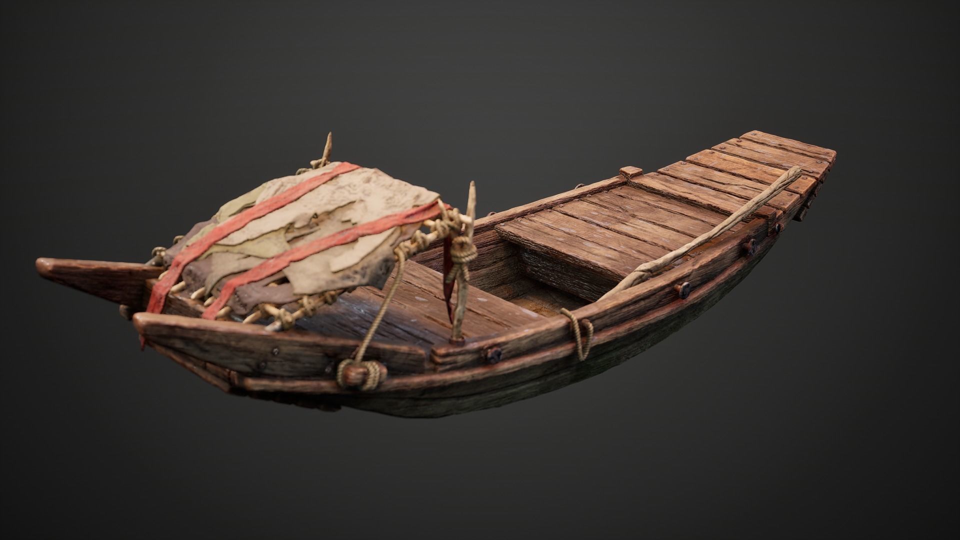 Stylized Chinese River Boat 3D model_9