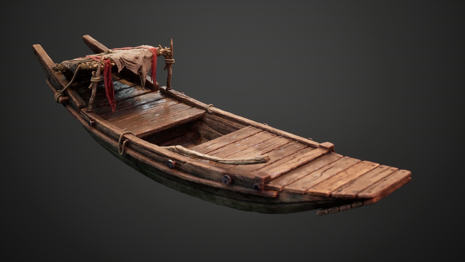 Stylized Chinese River Boat 3D model_3