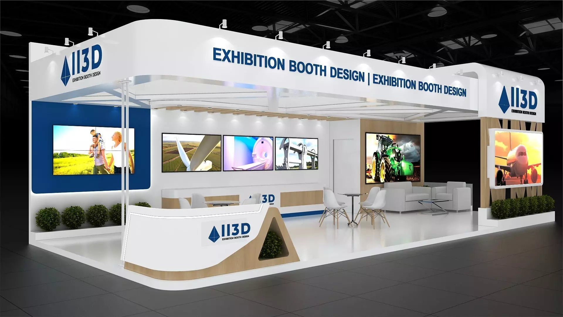 Exhibition Stand Stall Three Side Open 11X5 3D model